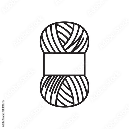 Obraz na plátne Minimal line icon of a neatly wound cylinder yarn skein with a paper band label