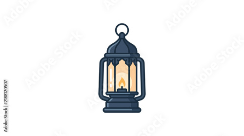 Vintage lantern illustration with glowing flame