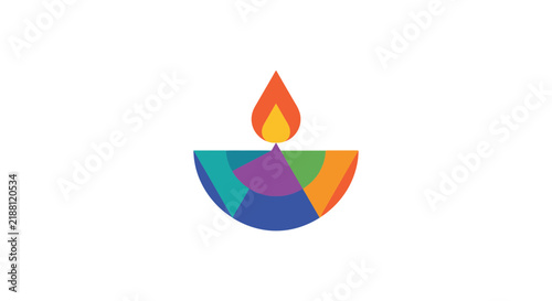 Colorful diya lamp vector icon for diwali celebration