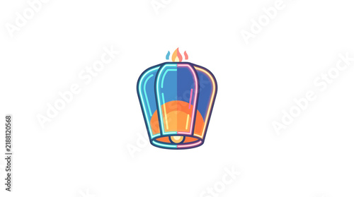 Flat vector illustration of a glowing sky lantern
