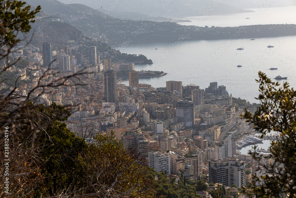 Obraz premium Panoramic View of Monaco from Tête de Chien, French Riviera, France