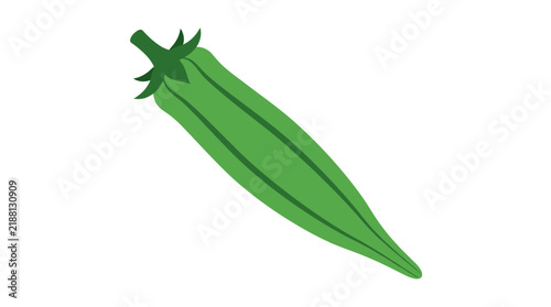 Fresh Green Okra Vegetable Flat Vector Illustration