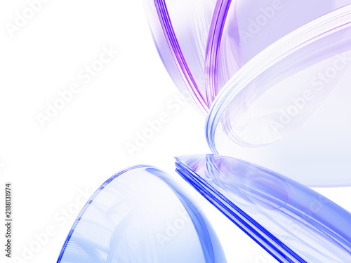 Abstract 3d background with liquid glass circle lens, light blue purple gradient. Futuristic design with holographic transparent disks for business presentation, modern tech projects