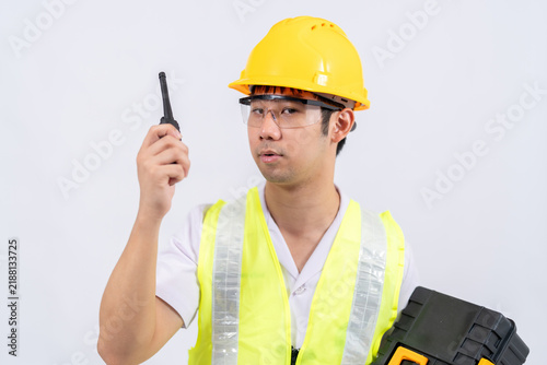 Bild auf Leinwand A construction worker prepared for daily duties represents responsibility, practical readiness, and a commitment to protecting people while supporting ongoing communication and coordination