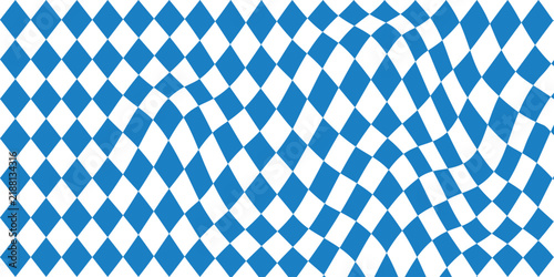 Bavarian blue and white wavy diamond seamless pattern inspired by the Flag of Bavaria and Oktoberfest, featuring flowing rhombus shapes for festive textiles, wallpaper and packaging.