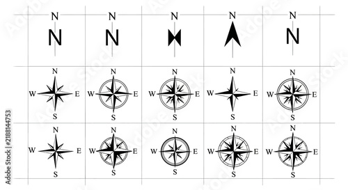 Obraz na płótnie Compass rose symbols