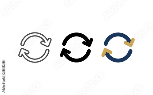 Plakat w ramie Minimalist refresh icons featuring rotation arrows in black outline and color variations