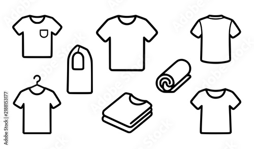 Minimal T Shirt Apparel Pictogram Collection with Outline Stroke Vector Icons