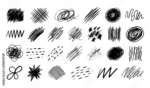 Hand Drawn Scratch Scribble Pen and Pencil Line Marks Vector Collection
