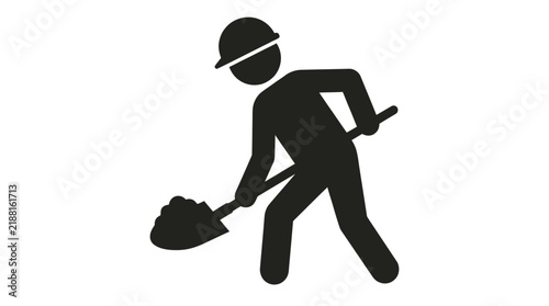 Construction worker silhouette digging with a shovel