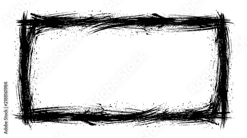 Hand drawn grunge brush stroke rectangular frame