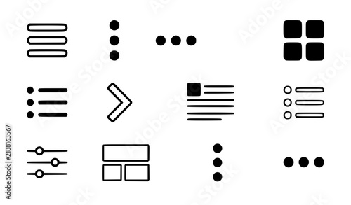 Isolated Outline and Silhouette Menu Icon Set on White Background Vector