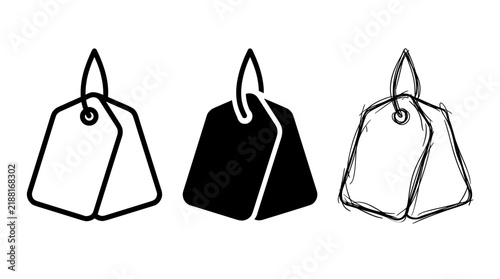 Price tags set in outline, solid and sketch styles
