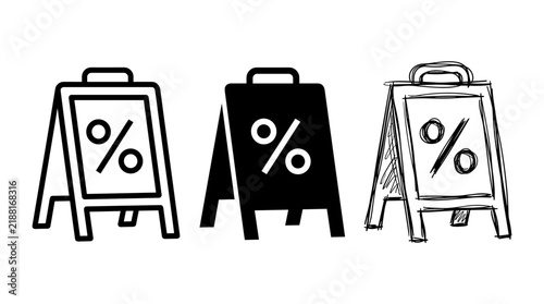 Discount A-frame sidewalk signs vector set