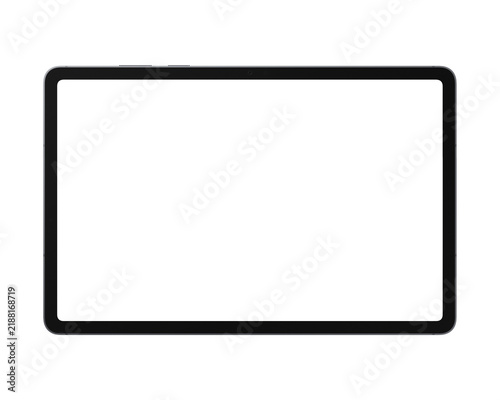 Grey tablet pc without background. Front view. No screen. Template for mockups