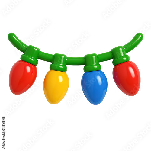 3D glossy Christmas string lights PNG on transparent background