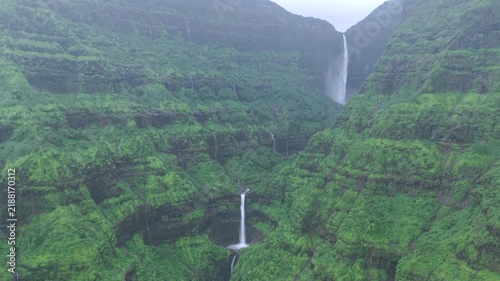 Aerial View of Marleshwar Dhareshwar Waterfall Ratnagiri Maharashtra