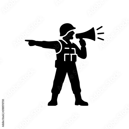 Canvastavla Soldier Signaling with Megaphone Icon