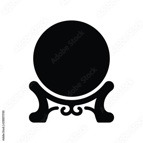 Bild auf Leinwand Black silhouette icon of a magical crystal ball on an ornate stand