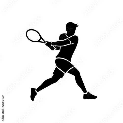 Fotografie Tennis Player Lunging Backhand Icon
