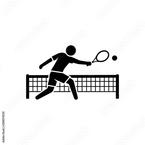 Obraz na plátně Tennis Player Backhand Volley at Net Icon