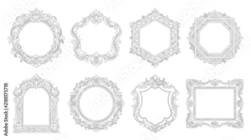 Ornate Vintage Frames Collection Isolated Transparent Background