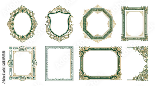Ornate Vintage Frames Collection Isolated Transparent Background