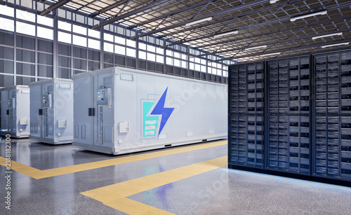 Obraz na płótnie Energy storage system or battery container unit for data center
