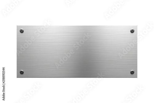 Blank brushed metal plaque with four screws
