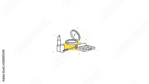 Minimalist, black-and-white characters with yellow makeup set on white background