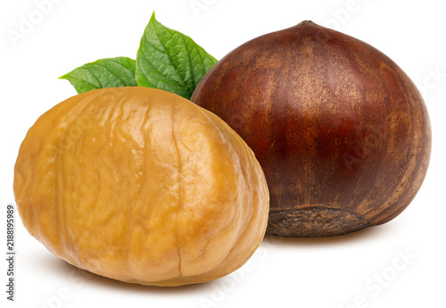 Roasted chestnuts isolated on a white background, with clipping path, Perfect visual for healthy snack marketing, gourmet food recipes, for product packaging design.