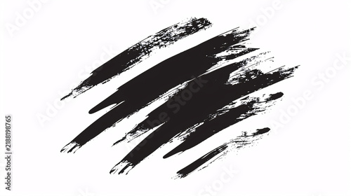 Black ink brush strokes isolated on a white background