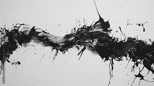 Black ink splatter brush strokes on a white background