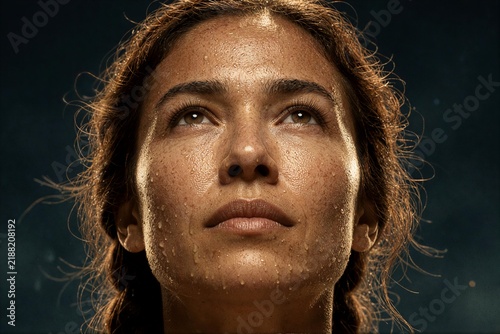 Female Portrait with Sweat and Freckles