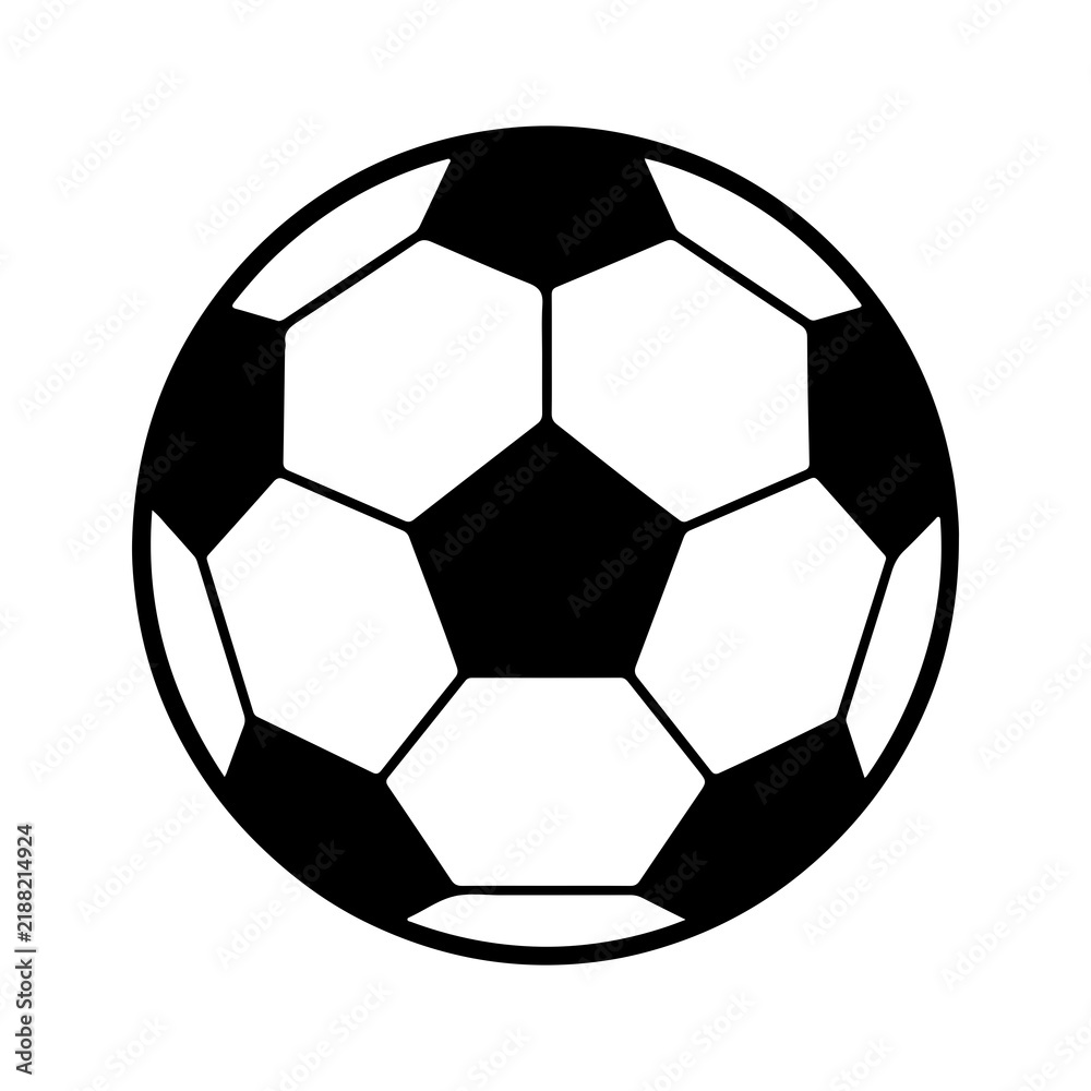 Fototapeta premium Soccer Ball Icon in Black and White Silhouette Style