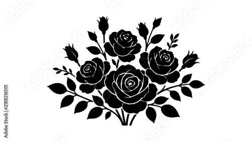Rose Flower Bouquet Silhouette Vector Illustration