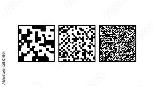 Abstract Pixel Noise Patterns in Black and White Square Icons