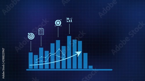 
Business growth analytics with rising bar chart, financial performance and success indicators.