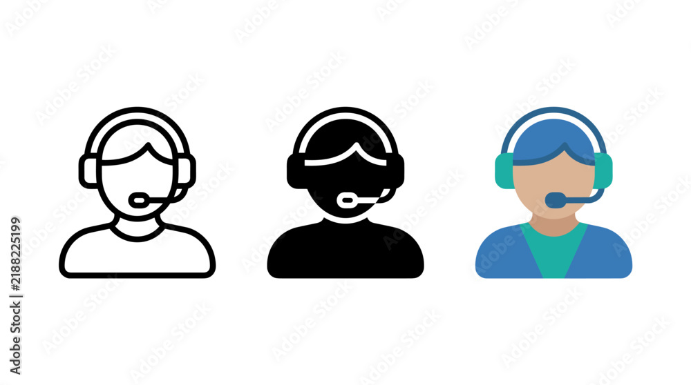 Fototapeta premium Support service representative icons with headset and person profile customer operator
