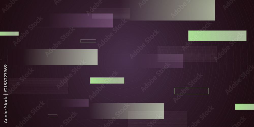Obraz premium Abstract dark purple color gradient background with overlap motion green shapes pattern element concept design. Simple decoration banner style.