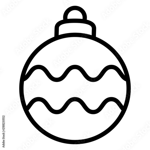 Decoración para árbol de navidad. Icono con dibujo sencillo de una bola de navidad decorada con líneas con ondas