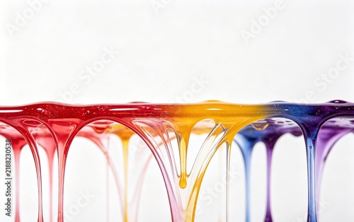 Obraz na płótnie Abstract Colorful Liquid Strands, Viscous Syrup Thin Glossy Threads