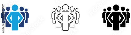 Konstfotografi Multicolor Leadership Team Icon Set with Filled and Outline Styles for Team Mana