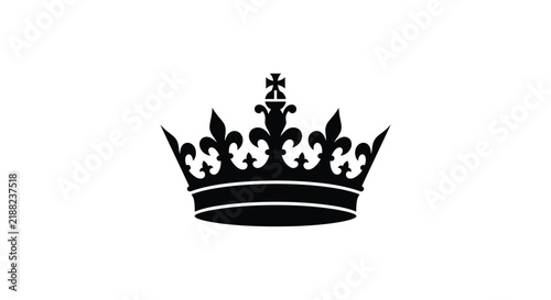 Принти на полотні Black silhouette of a regal crown against a white background