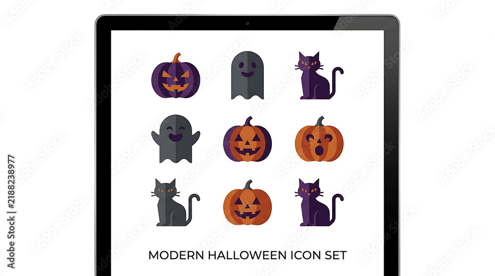 Fototapeta premium Set of Halloween pixel art icons with pumpkins and cats Vector