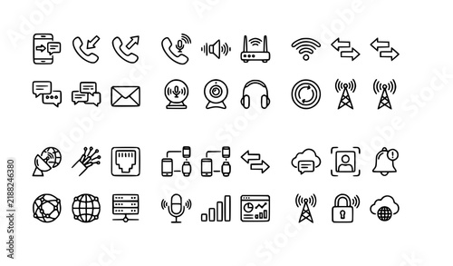 People Network and Team Partnership Outline Icons for Cooperation Collaboration and Business Success