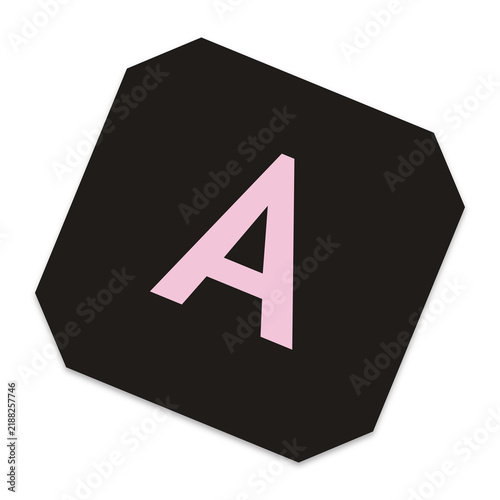 Foto Letter a symbol inside a rounded black square shape icon