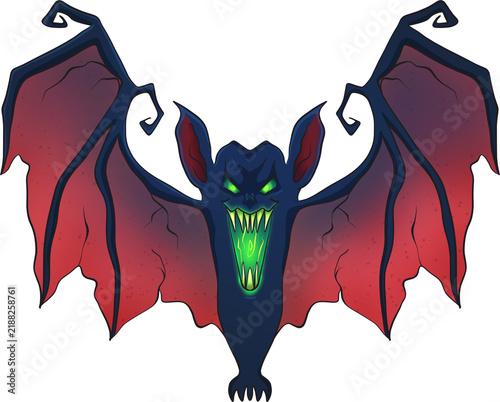 Spooky Flying Vampire Bat Illustration Isolated on Transparent Background