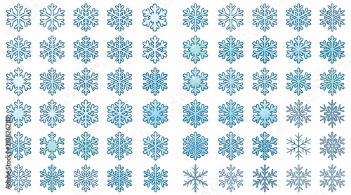 Cartoon snowflake icons set for winter and christmas decoration