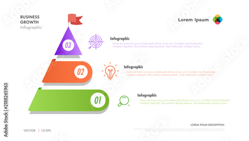 Pyramid infographic diagram 3d isometric 3 level, options, parts for finance presentation, marketing, workflow layout